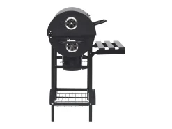 Grelhador barril c/ rodas e prateleiras 115x85x95cm aço preto