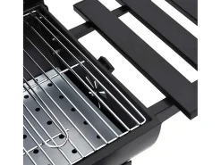 Grelhador barril c/ rodas e prateleiras 115x85x95cm aço preto