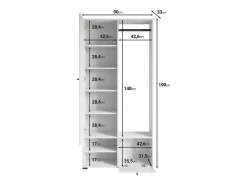Guarda roupa moderna 90 cm roupeiro de entrada com espelho prateleiras e varão mate matera kastanien breslau