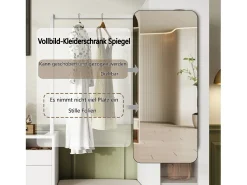 Guarda-roupa 6 em 1 - 163 x 35 x 161 cm - espelho + banco e sapateira + vitrina + LEDs - aglomerado - branco