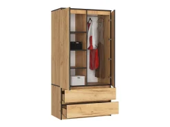 Guarda-Roupa 2 Portas 2 Gavetas, 90cm, Carvalho Craft