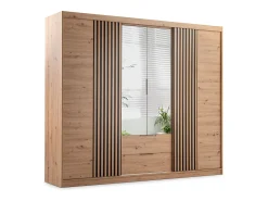 Guarda-roupa 4 portas, 2 gavetas com espelho C250 cm cor natural - SIDOVIA