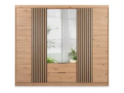 Guarda-roupa 4 portas, 2 gavetas com espelho C250 cm cor natural - SIDOVIA