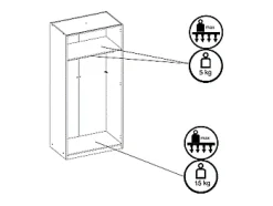 Guarda-roupa 2 portas C92 cm branco + extensões - BELOMY