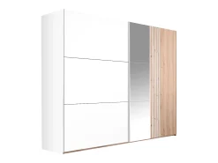 guarda-roupa 2 portas com espelho L250 cm em branco e natural claro - ADOSILA