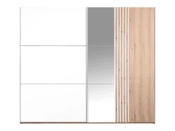 guarda-roupa 2 portas com espelho L250 cm em branco e natural claro - ADOSILA