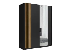 Guarda-roupa 2 portas de correr com espelho C200 cm cor preto e natural - CALELA