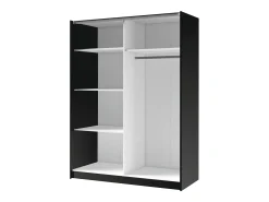 Guarda-roupa 2 portas de correr com espelho C200 cm cor preto e natural - CALELA