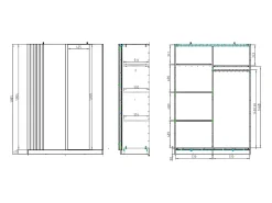 Guarda-roupa 2 portas de correr com espelho C150 cm cor preto e natural - CALELA