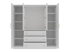 Guarda-roupa 4 portas e 3 gavetas com espelhos C196 cm branco - LIZANDRO