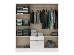 Guarda-roupa 6 portas e 3 gavetas C180 cm branco - PEROLI