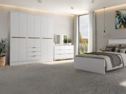 Guarda-roupa 6 portas e 3 gavetas C180 cm branco - PEROLI
