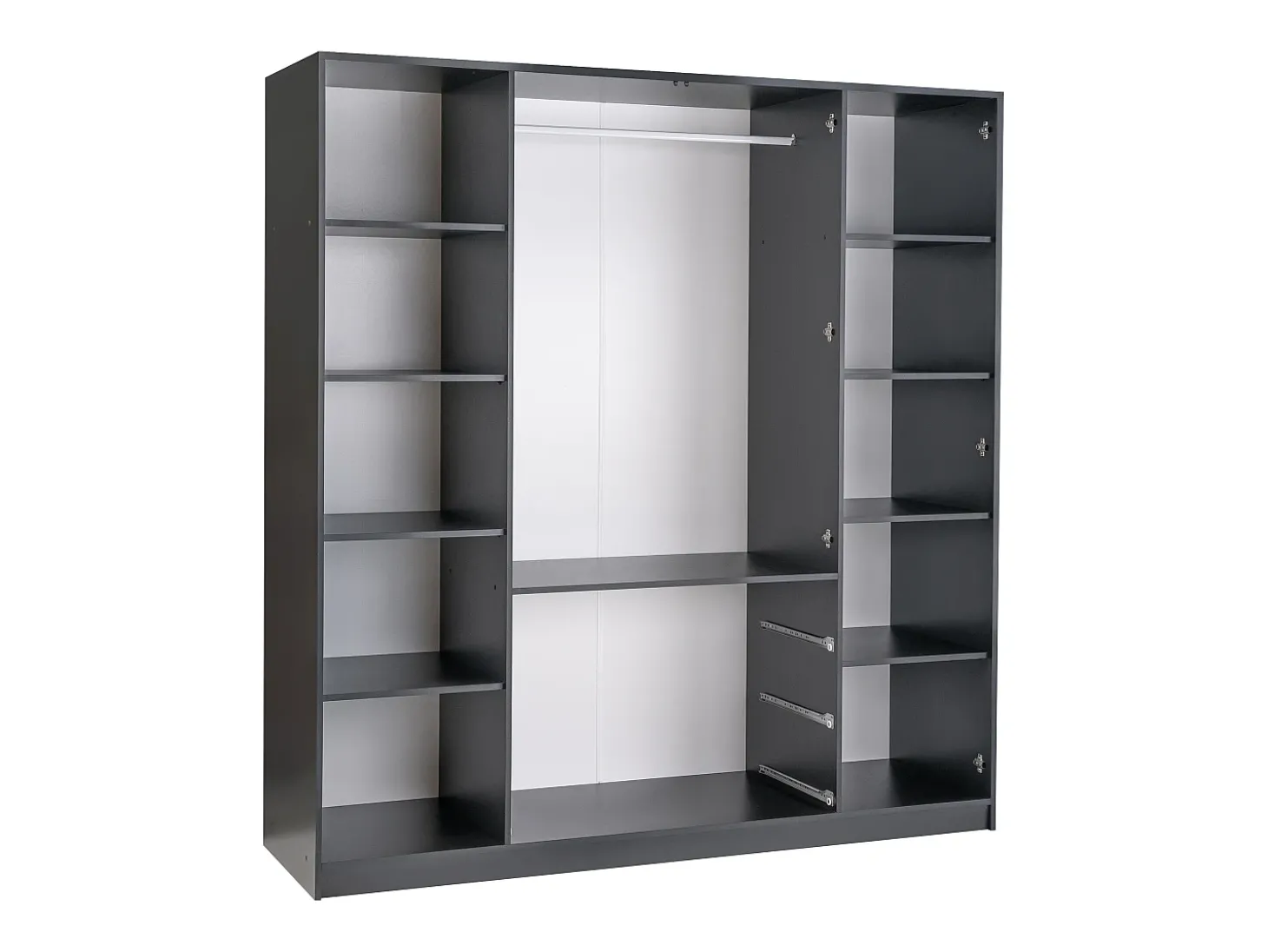Guarda-roupa 4 portas e 3 gavetas com espelhos C196 cm preto e dourado - MONLIO