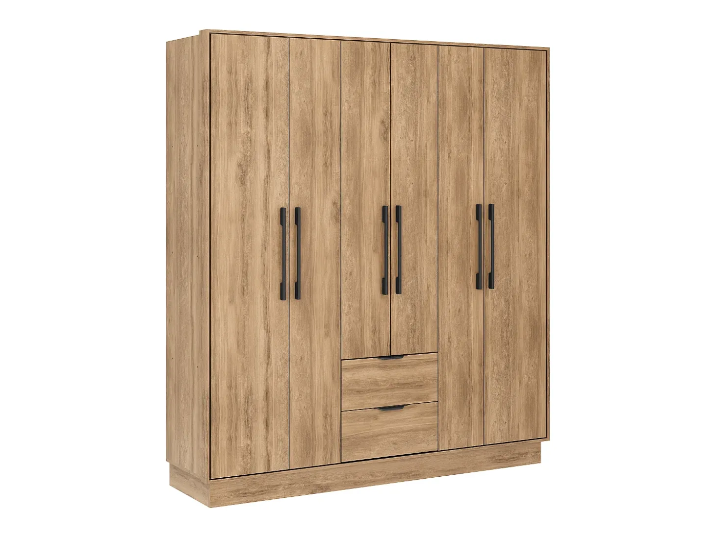 Guarda-roupa 6 portas e 2 gavetas L162 cor natural FEOVA
