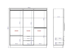 Guarda-roupa 6 portas e 2 gavetas L162 cor natural FEOVA
