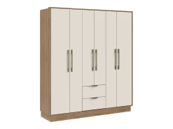 Guarda-roupa 6 portas e 2 gavetas C162 cm bege e natural - FEOVA