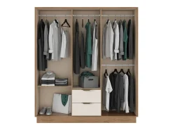 Guarda-roupa 6 portas e 2 gavetas C162 cm bege e natural - FEOVA