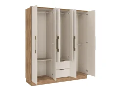 Guarda-roupa 6 portas e 2 gavetas C162 cm bege e natural - FEOVA