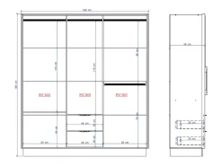 Guarda-roupa 6 portas e 2 gavetas C162 cm bege e natural - FEOVA