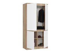 Guarda-Roupa 4 Portas em Carvalho Sonoma e Branco 90 cm - Estilo Moderno, Montagem DIY