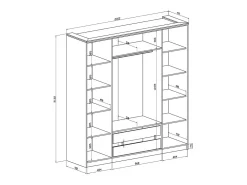 Guarda-roupa 4 portas L200 cm em cor bege e dourado - VUKIA de Pascal Morabito