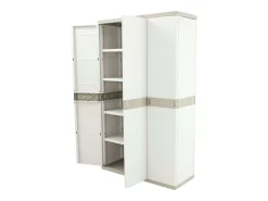 Guarda-roupa 3 portas Titanium Plastiken com prateleiras e cabideiro - Bege/Taupe l105 x p44 x a176 cm