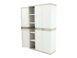 Guarda-roupa 3 portas Titanium Plastiken com prateleiras e cabideiro - Bege/Taupe l105 x p44 x a176 cm