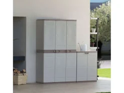 Guarda-roupa 3 portas Titanium Plastiken com prateleiras e cabideiro - Bege/Taupe l105 x p44 x a176 cm