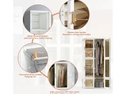 Guarda-roupa 69 x 170 x 50 cm (L x A x P) Fácil de montar Guarda-roupa com portas magnéticas Branco