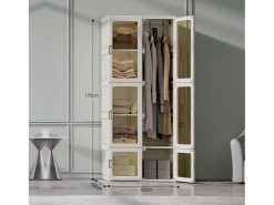 Guarda-roupa 69 x 170 x 50 cm (L x A x P) Fácil de montar Guarda-roupa com portas magnéticas Branco
