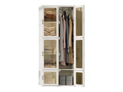Guarda-roupa 69 x 170 x 50 cm (L x A x P) Fácil de montar Guarda-roupa com portas magnéticas Branco