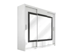 Guarda-roupa AUTLAN com 3 portas de correr e espelho, 250 cm de largura, branco