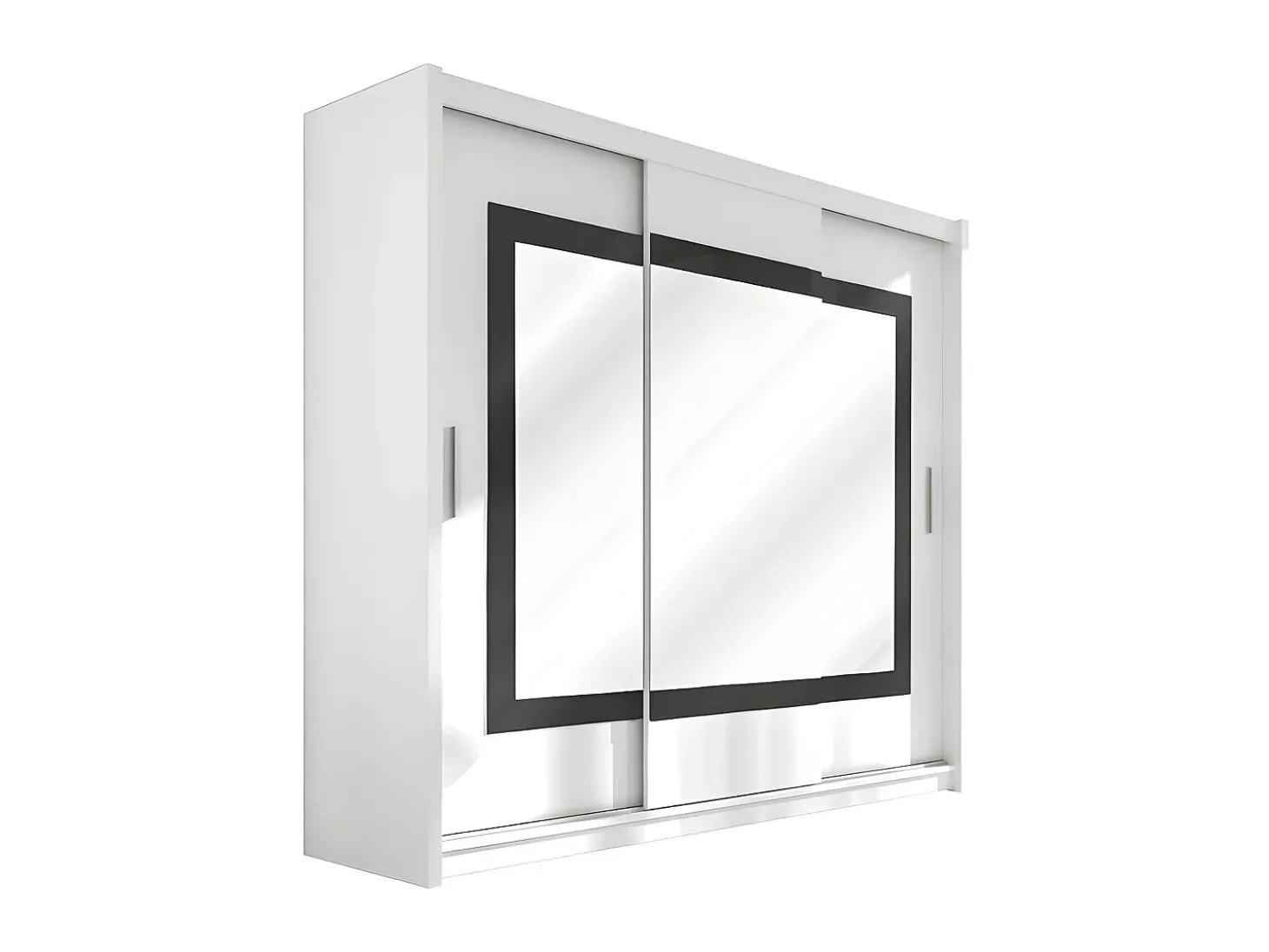 Guarda-roupa AUTLAN com 3 portas de correr e espelho, 250 cm de largura, branco