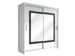Guarda-roupa AUTLAN com 2 portas de correr e espelho, 203 cm de largura, branco