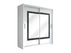 Guarda-roupa AUTLAN com 2 portas de correr e espelho, 203 cm de largura, branco