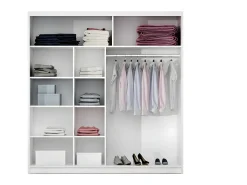 Guarda-roupa AUTLAN com 2 portas de correr e espelho, 203 cm de largura, branco