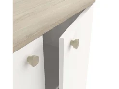 Guarda-roupa auxiliar Izzy com portas dobráveis ​​em branco fosco e carvalho, 104 x 80 x 35 cm