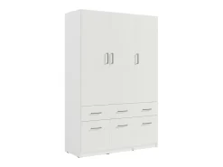 Guarda-roupa BELOMY com 5 portas e 6 gavetas, 228 cm de largura, branco