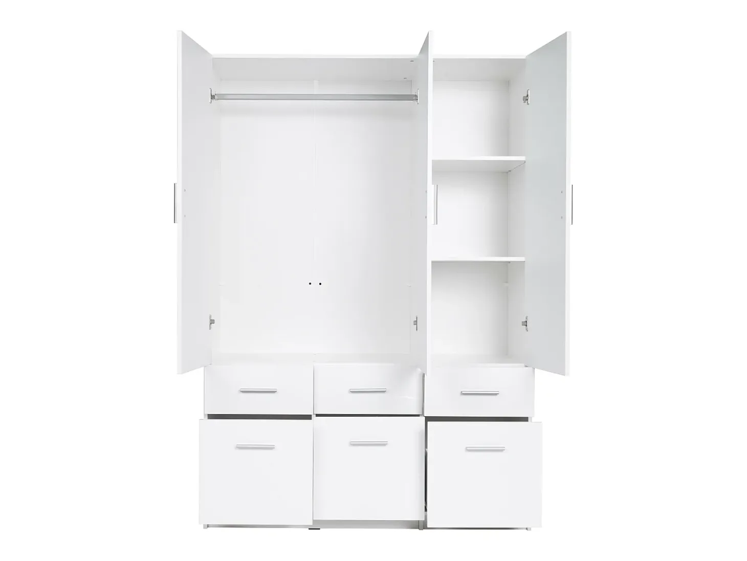Guarda-roupa BELOMY com 5 portas e 6 gavetas, 228 cm de largura, branco