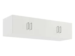 Guarda-roupa BELOMY de 3 portas e 6 gavetas, com 136 cm de largura, na cor branca, com prateleira superior.