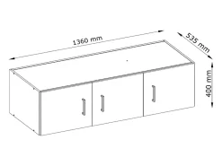 Guarda-roupa BELOMY de 3 portas e 6 gavetas, com 136 cm de largura, na cor branca, com prateleira superior.
