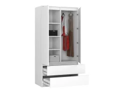 Guarda-Roupa Biało Elegante 90x180 - 2 Portas, 2 Gavetas, Penteadeira 16 mm