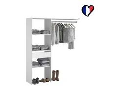 Guarda-Roupa Branco 3 Prateleiras 1 Gaveta 1 Cabideiro 160x40x180 ELYSEE