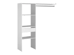 Guarda-Roupa Branco 3 Prateleiras 1 Gaveta 1 Cabideiro 160x40x180 ELYSEE