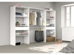 Guarda-Roupa Branco 6 Prateleiras 2 Cabides 2 Gavetas ELYSEE