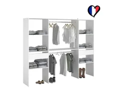 Guarda-Roupa Branco 6 Prateleiras 2 Cabides 2 Gavetas ELYSEE