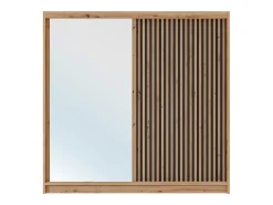 Guarda-roupa CALOWI com 2 portas de correr e espelho, 203 cm de largura, nas cores natural e preta.