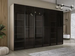 Guarda-roupa: Cinza Platina / Vidro Antisol, 300 x 200 x 51 cm