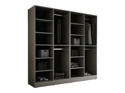 Guarda-roupa: Cinza Platina / Vidro Canelado, 200 x 200 x 51 cm
