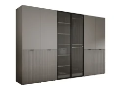 Guarda-roupa: Cinza Platina / Vidro Canelado, 300 x 200 x 51 cm